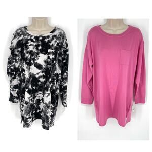 Jenni NEW Women's 2 Pack Bundle Sleep Shirts M White Dynamic, Pink Tease